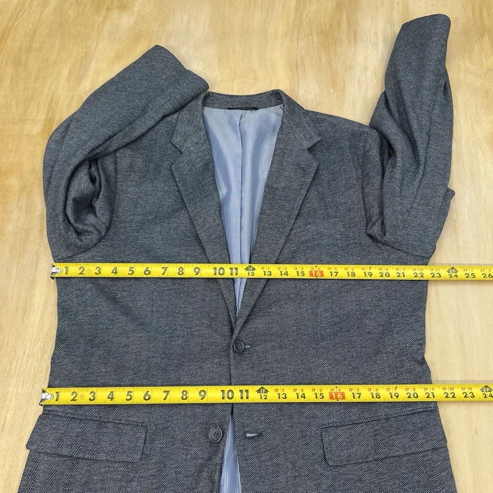 Banana‎ Republic Soft Knit Blazer Sport Coat Mens 44R Slim Fit Herringbone Gray